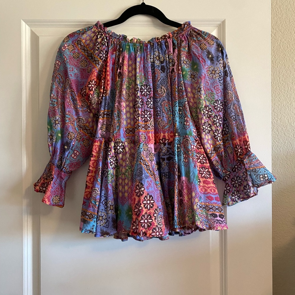 Dear John Cora Paisley Off the shoulder top size small